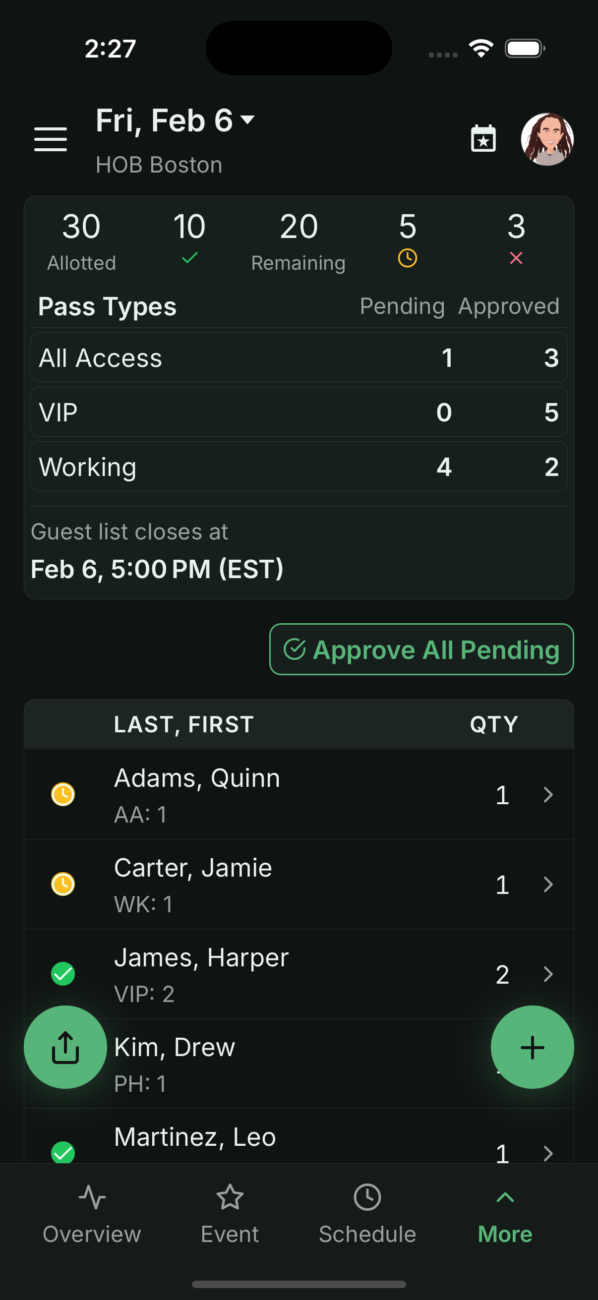 RoadOps guest list management