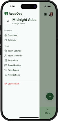 RoadOps sidebar quick tools